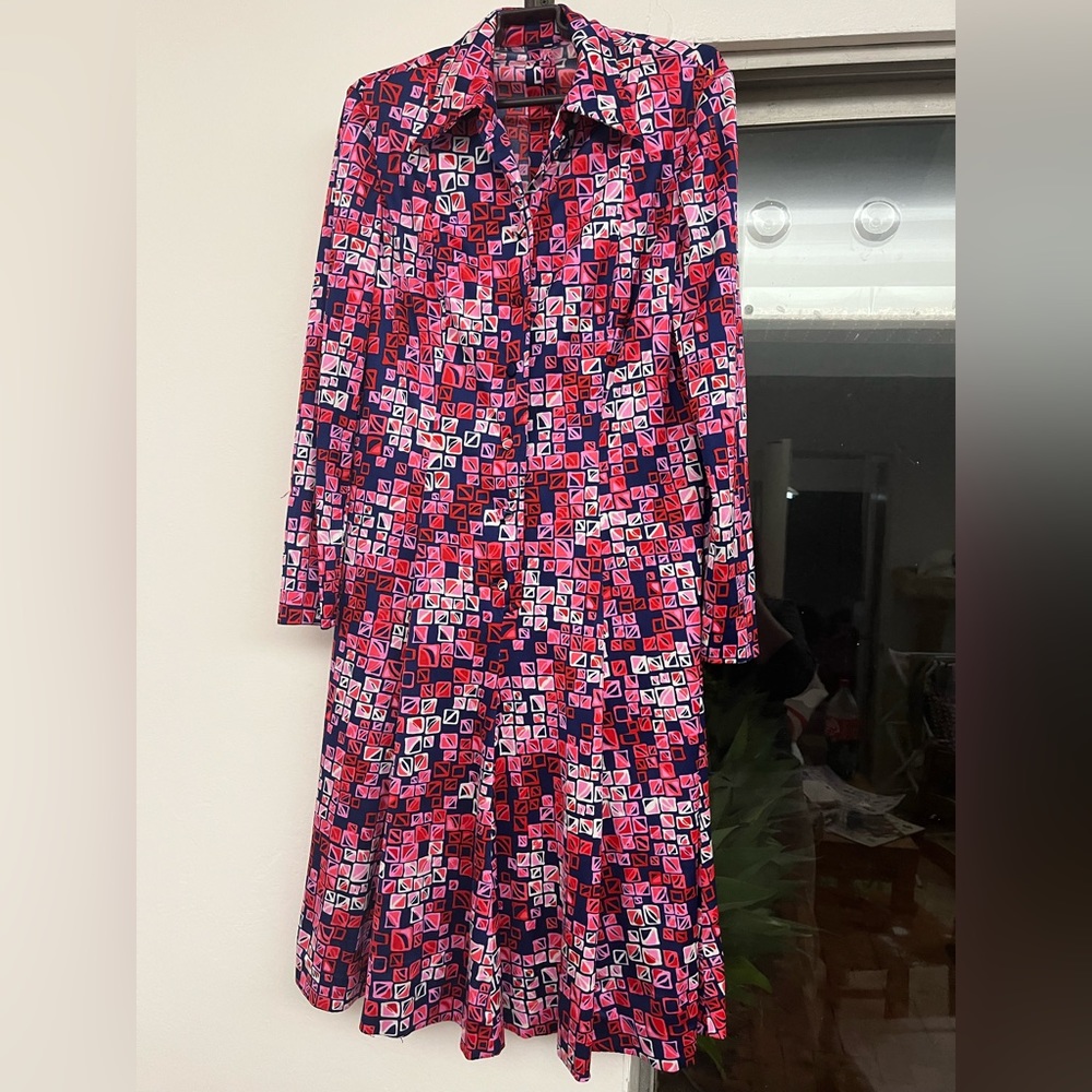 EUC Vintage 60’s - 70’s Abstract Geometric Shirt Dress, Real VTG, No Flaws